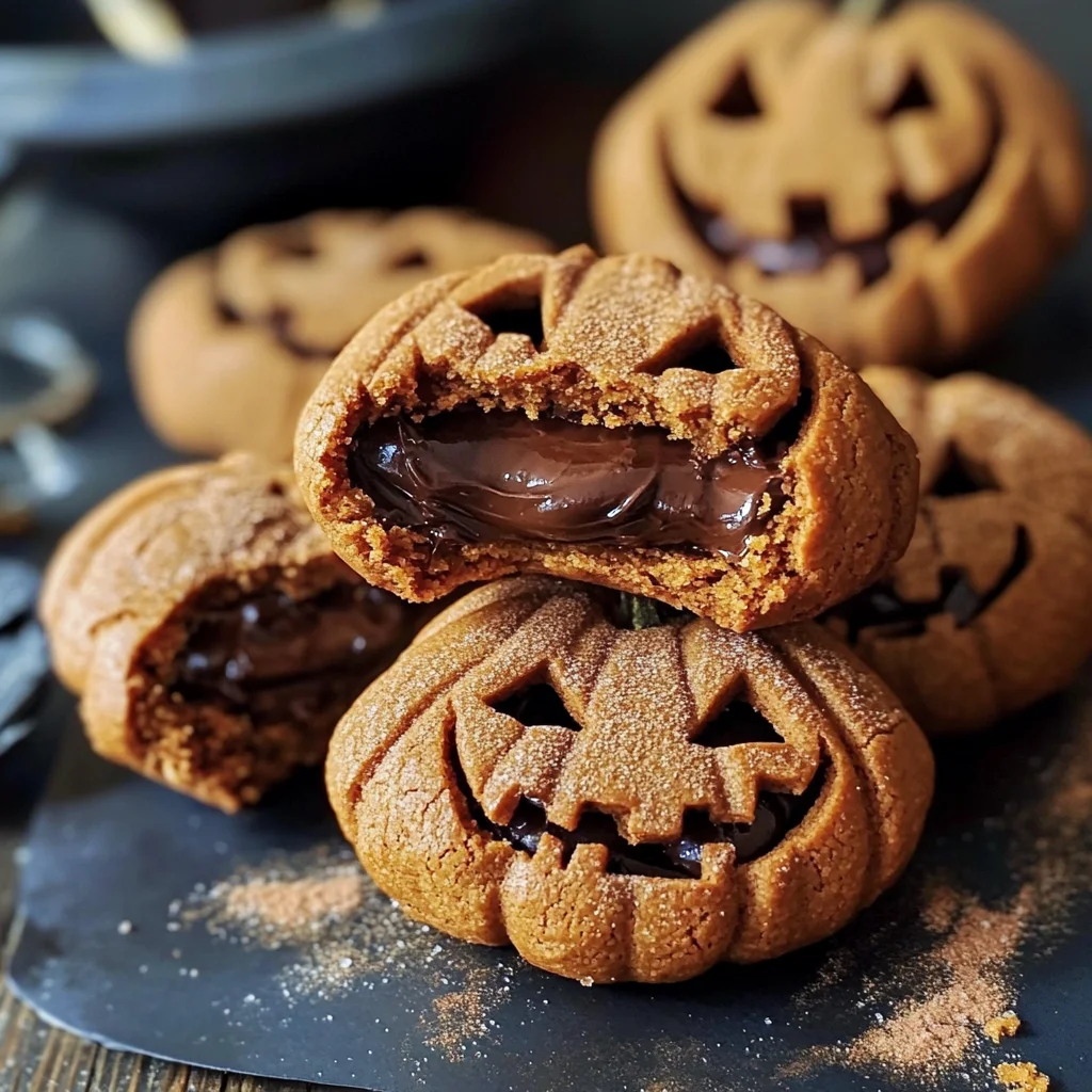 Milk Chocolate Stuffed Jack-O’-Lantern Cookies