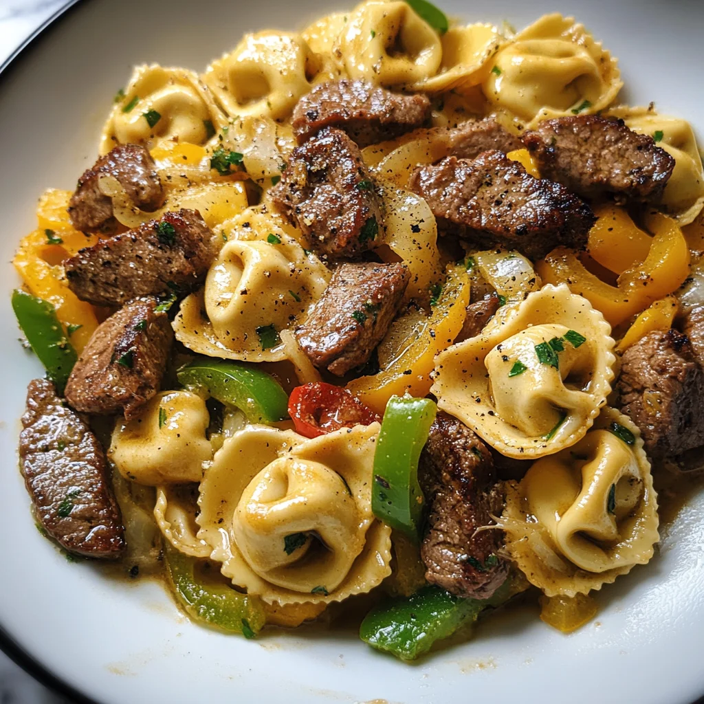 Philly Cheesesteak Tortellini Pasta Recipe