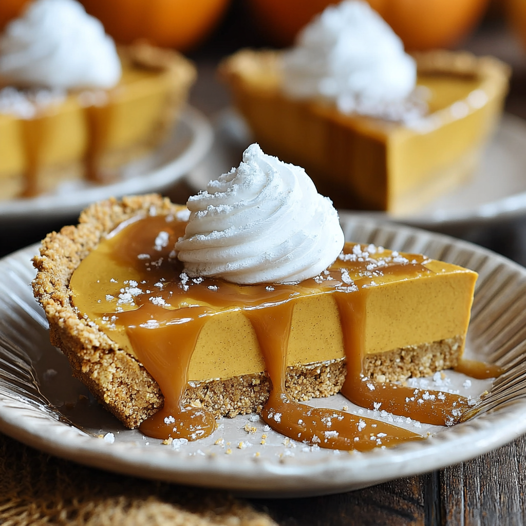 No-Bake Salted Caramel Pumpkin Pie