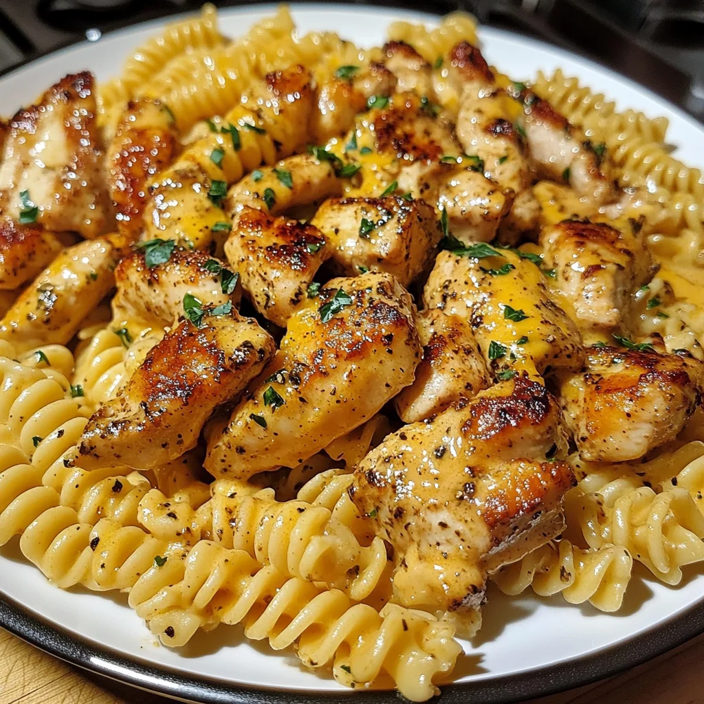 Cheesy Garlic Cajun Chicken Rotini in Velveeta Cream Sauce
