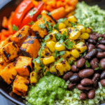 Grilled Veggie Burrito Bowls with Black Beans & Green Rice (Vegetarian, Vegan)